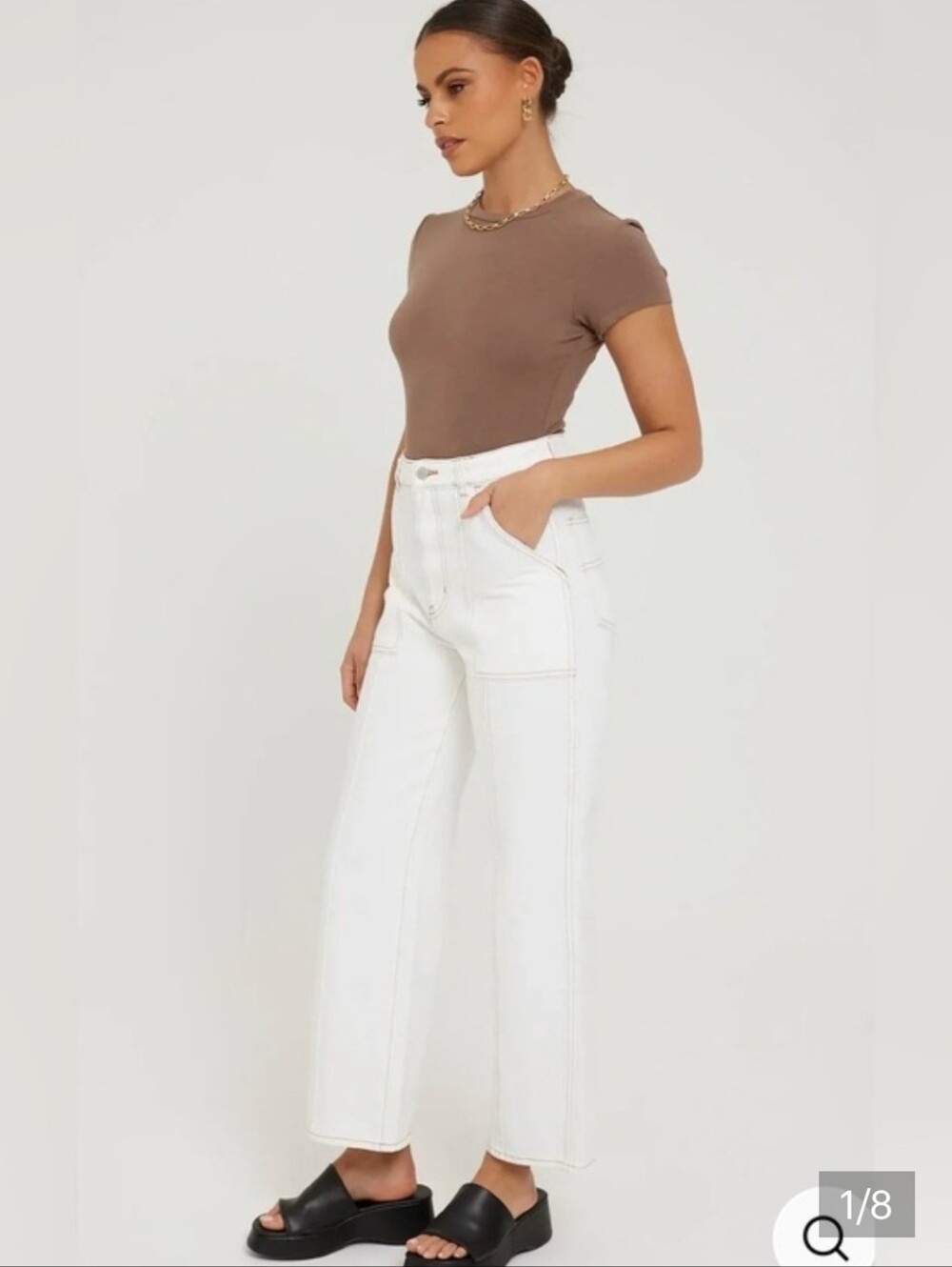 Rolla's Heidi Trade Carpenter Utility Pants Off White High Rise Wide Leg Size 25